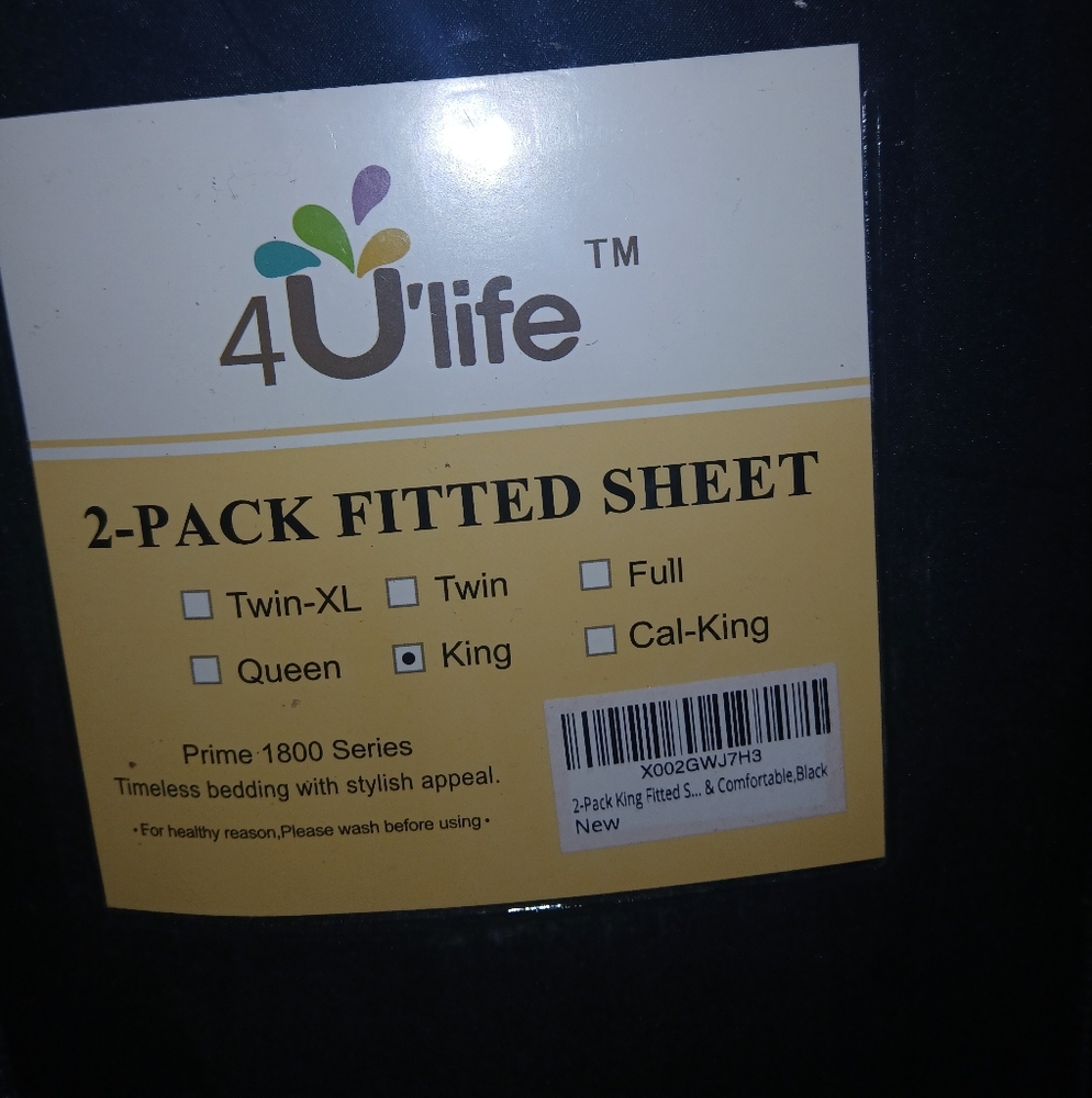 Black Fitted Sheet 2-Pack - King Size